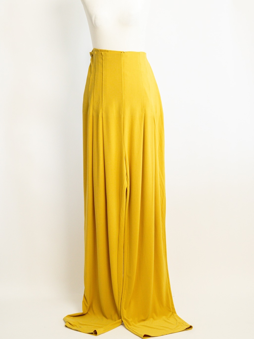 Norma Kamali Mustard Yellow Draped Maxi Skirt